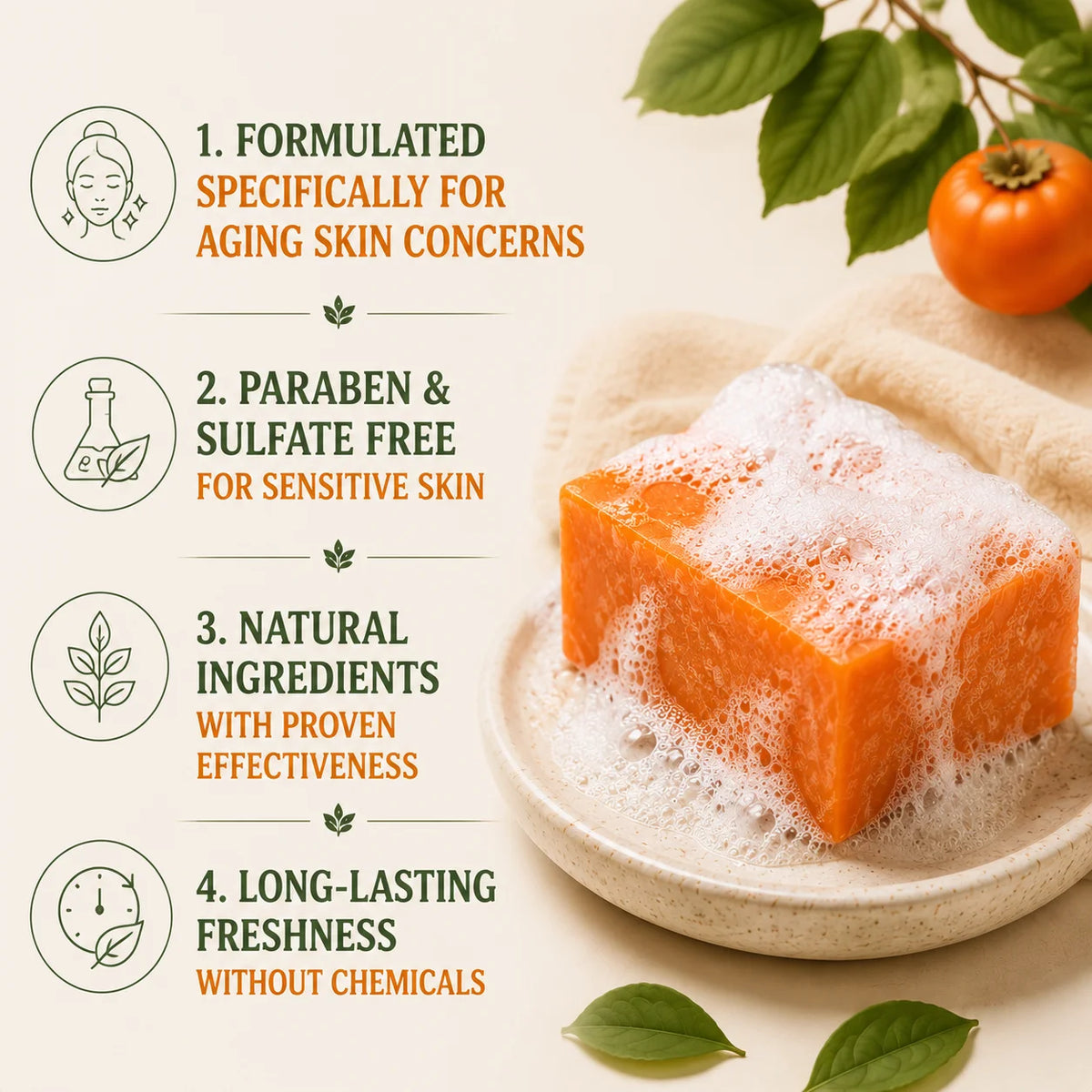 Saiju Bloom Japanese Persimmon Deodorizing Soap